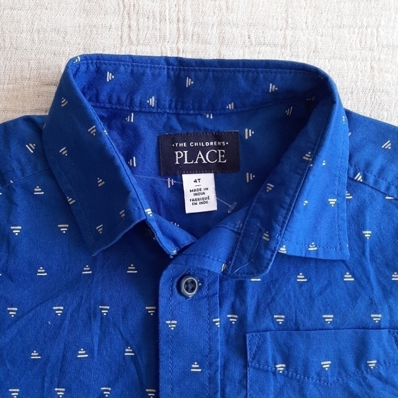The Children's Place Blue Button Up Collared Shirt size 4T - Picture 3 of 5